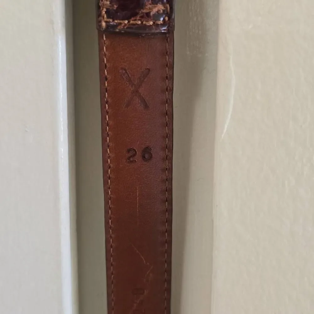 Ralph Lauren Vintage Brown American Alligator Belt with Silver Buckle, 26